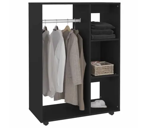 Drēbju Plaukts, Melns, 80X40X110 Cm, Inženierijas Koks Vidaxl