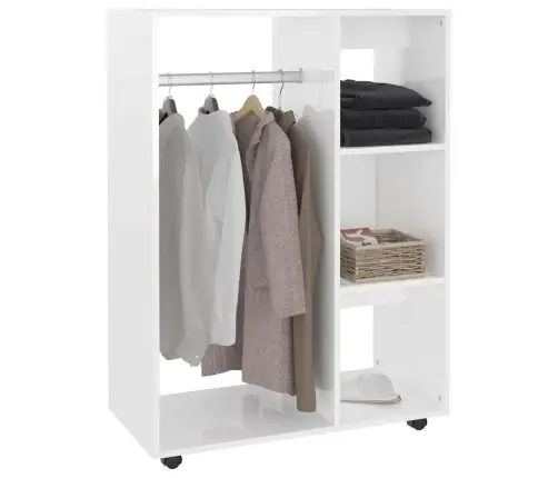 Riidekapp, Kõrgläikega Valge, 80 X 40 X 110 cm Tehispuit