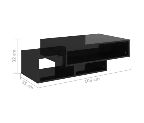 Kohvilaud, Kõrgläikega Must, 105 X 55 X 32 Cm Puitlaastplaat