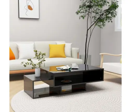 Kohvilaud, Kõrgläikega Must, 105 X 55 X 32 Cm Puitlaastplaat