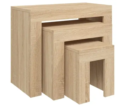 Kafijas Galdiņi, 3 Gab., Ozolkoka, Sabīdāmi, Inženierijas Koks Vidaxl