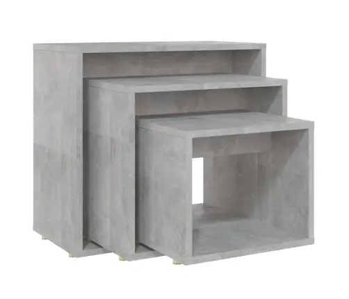 Galdiņi, 3 Gab., Sabīdāmi, Betona Pelēki, Skaidu Plāksne Vidaxl