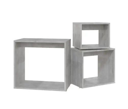 Galdiņi, 3 Gab., Sabīdāmi, Betona Pelēki, Skaidu Plāksne Vidaxl