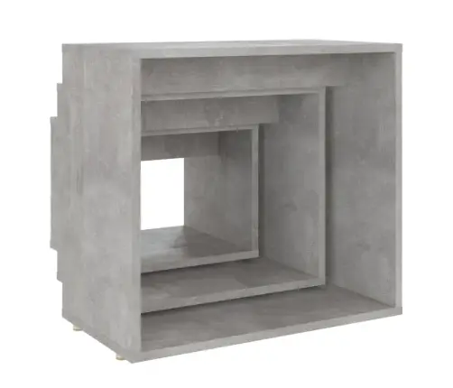 Galdiņi, 3 Gab., Sabīdāmi, Betona Pelēki, Skaidu Plāksne Vidaxl