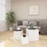 Šoniniai Staliukai, 3 Vnt., Balti, Inžinerinė Mediena