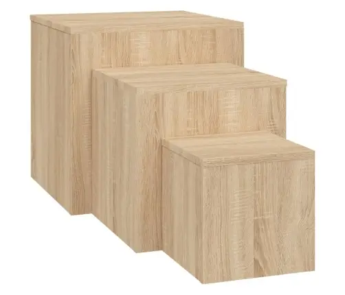 Šoniniai Staliukai, 3Vnt., Sonoma Ąžuolo Spalvos, Mdp