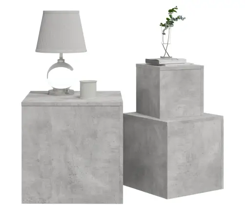 Galdiņi, 3 Gab., Betona Pelēki, Inženierijas Koks Vidaxl