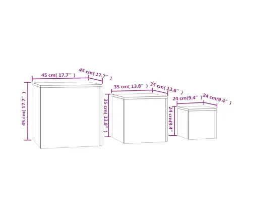 Galdiņi, 3 Gab., Betona Pelēki, Inženierijas Koks Vidaxl