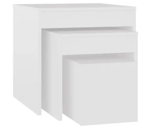 Galdiņi, 3 Gab., Sabīdāmi, Balti, Inženierijas Koks Vidaxl