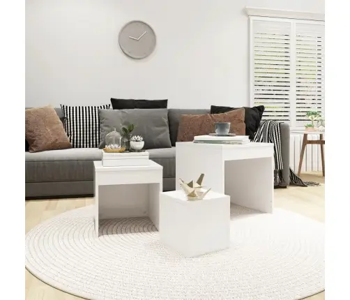 Galdiņi, 3 Gab., Sabīdāmi, Balti, Inženierijas Koks Vidaxl