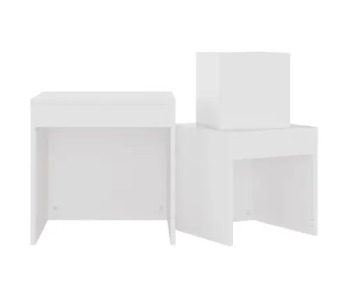 Galdiņi, 3 Gab., Sabīdāmi, Balti, Inženierijas Koks Vidaxl