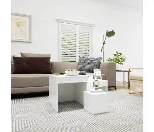 Galdiņi, 3 Gab., Sabīdāmi, Balti, Inženierijas Koks Vidaxl