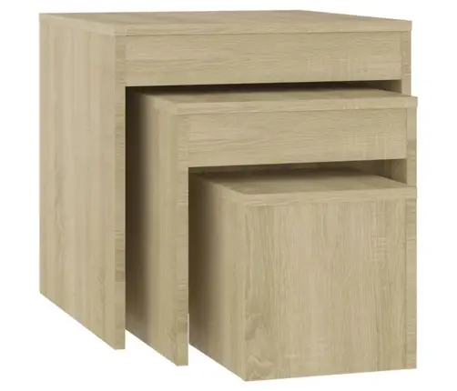 Galdiņi, 3 Gab., Sabīdāmi, Ozolkoka Krāsa, Inženierijas Koks Vidaxl