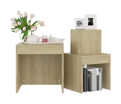 Galdiņi, 3 Gab., Sabīdāmi, Ozolkoka Krāsa, Inženierijas Koks Vidaxl