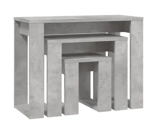 Galdiņi, 3 Gab., Sabīdāmi, Betona Pelēki, Inženierijas Koks Vidaxl