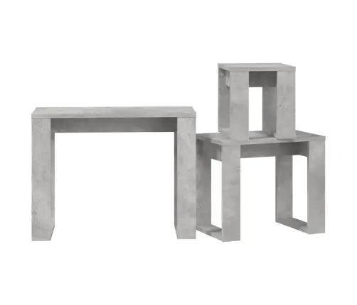 Galdiņi, 3 Gab., Sabīdāmi, Betona Pelēki, Inženierijas Koks Vidaxl