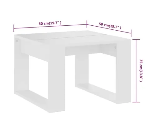 Galdiņš, Balts, 50X50X35 Cm, Inženierijas Koks Vidaxl