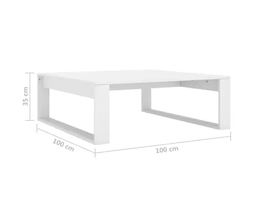 Kohvilaud, Valge, 100 X 100 X 35 cm Tehispuit