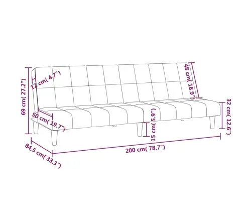 2-Vietīga Dīvāngulta, Melns Samts Vidaxl