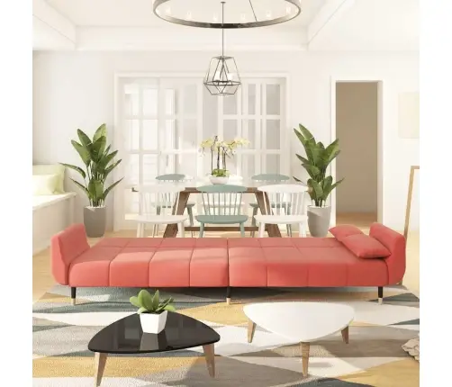 2-Kohaline Diivanvoodi Kahe Padjaga, Roosa, Samet