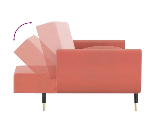 2-Kohaline Diivanvoodi Kahe Padjaga, Roosa, Samet