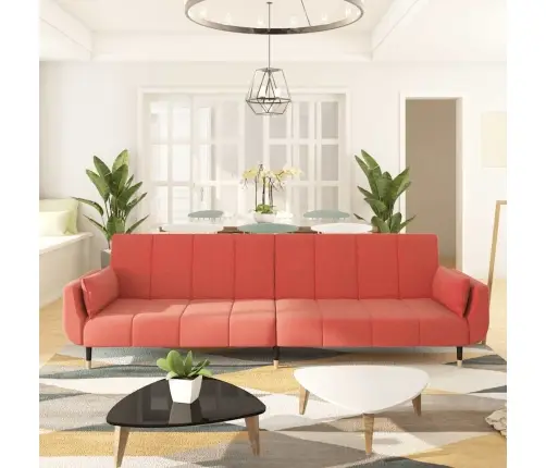 2-Kohaline Diivanvoodi Kahe Padjaga, Roosa, Samet