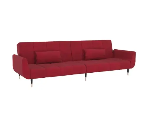 Dvivietė Sofa-Lova Su Dvejomis Pagalvėmis, Vyno, Aksomas