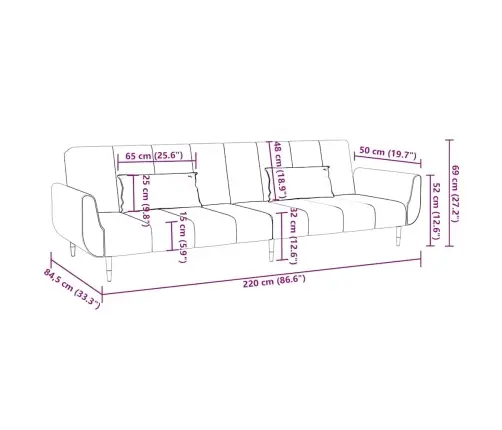 Dvivietė Sofa-Lova Su Dvejomis Pagalvėmis, Vyno, Aksomas