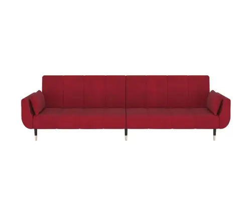 Dvivietė Sofa-Lova Su Dvejomis Pagalvėmis, Vyno, Aksomas