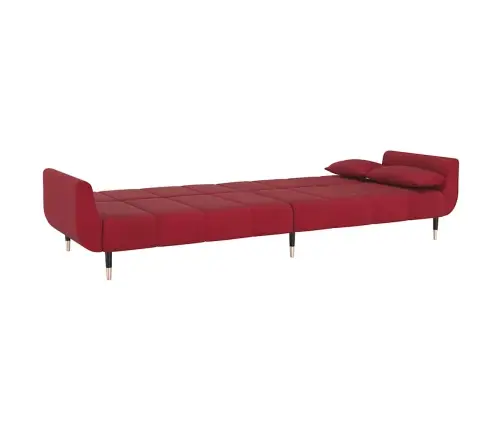 Dvivietė Sofa-Lova Su Dvejomis Pagalvėmis, Vyno, Aksomas
