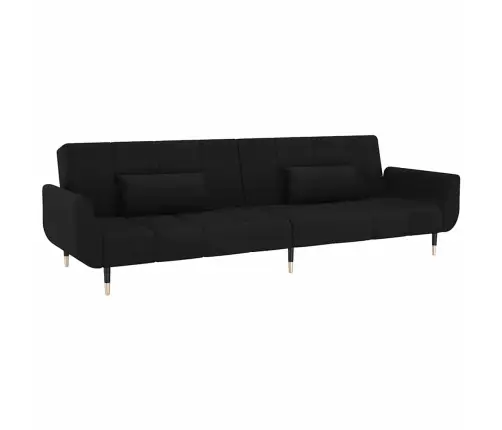 Dvivietė Sofa-Lova Su Dvejomis Pagalvėmis, Juoda, Aksomas