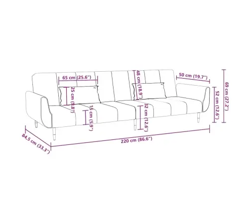 Dvivietė Sofa-Lova Su Dvejomis Pagalvėmis, Juoda, Aksomas