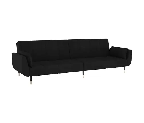 Dvivietė Sofa-Lova Su Dvejomis Pagalvėmis, Juoda, Aksomas