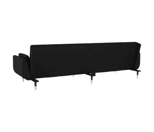 Dvivietė Sofa-Lova Su Dvejomis Pagalvėmis, Juoda, Aksomas