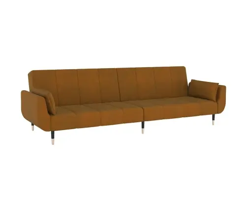 Dvivietė Sofa-Lova Su Dvejomis Pagalvėmis, Ruda, Aksomas