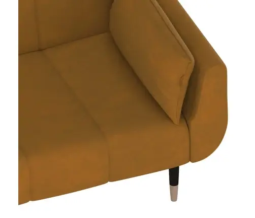 Dvivietė Sofa-Lova Su Dvejomis Pagalvėmis, Ruda, Aksomas
