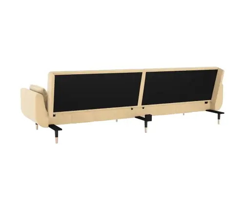 Dvivietė Sofa-Lova Su Dvejomis Pagalvėmis, Kreminė, Aksomas