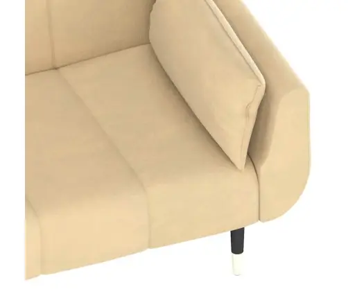 Dvivietė Sofa-Lova Su Dvejomis Pagalvėmis, Kreminė, Aksomas