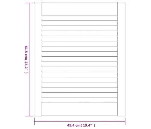 Spintelės Durelės, 2Vnt., 61,5X49,4cm Pušis, Žaliuzių Dizaino