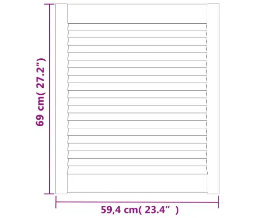 Skapja Durvis, Žalūziju Dizains, 2 Gab., 69X59,4 Cm, Priede Vidaxl