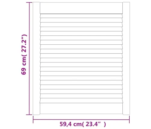 Spintelės Durelės, 4Vnt., 69X59,4cm Pušis, Žaliuzių Dizaino