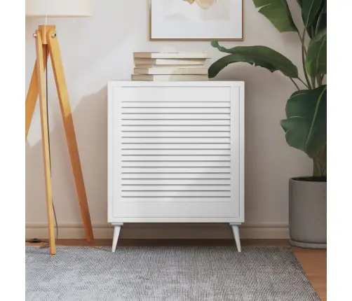 Spintelės Durelės, Baltos, 61,5X59,4cm Pušis, Žaliuzių Dizaino