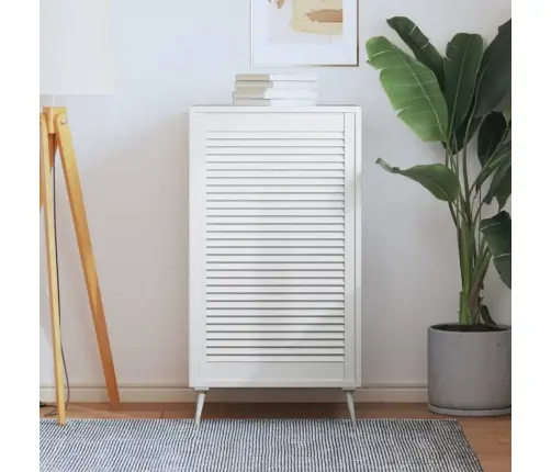 Spintelės Durelės, Baltos, 99,3X59,4cm Pušis, Žaliuzių Dizaino