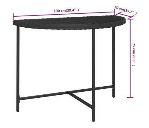 Sodo Stalas, Juodos Spalvos, 100X50X75cm Poliratanas