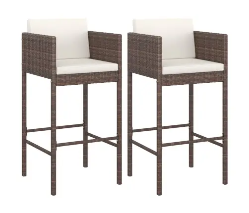 Baro Taburetės Su Pagalvėlėmis, 2Vnt., Rudos, Poliratanas