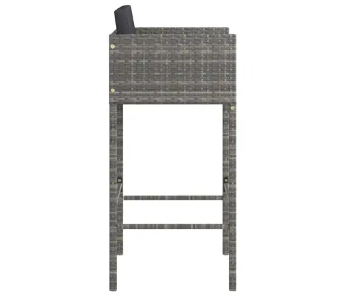 Baro Taburetės Su Pagalvėlėmis, 2Vnt., Pilkos, Poliratanas