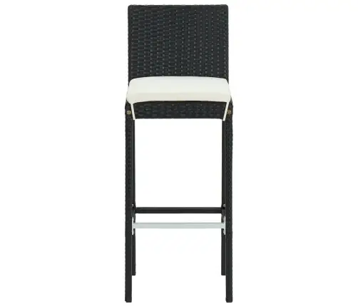 Dārza Bāra Krēsli Ar Matračiem, 2 Gab., Melna Pe Rotangpalma Vidaxl