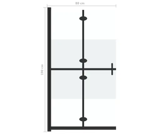 Dušas Siena, Salokāma, Daļēji Matēts Esg Stikls, 80X190 Cm Vidaxl
