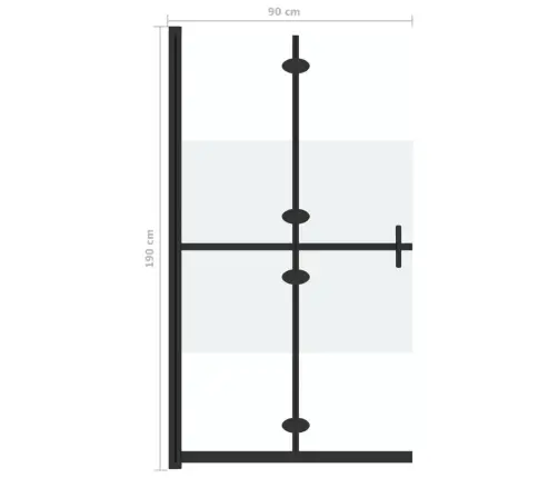 Dušas Siena, Salokāma, Daļēji Matēts Esg Stikls, 90X190 Cm Vidaxl