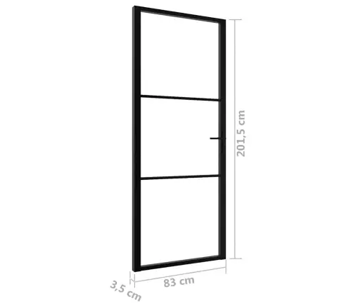 Vidaus Durys, Juodos, 83X201,5cm Esg Stiklas Ir Aliuminis